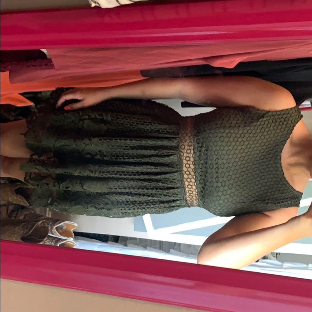 Green lace dress.